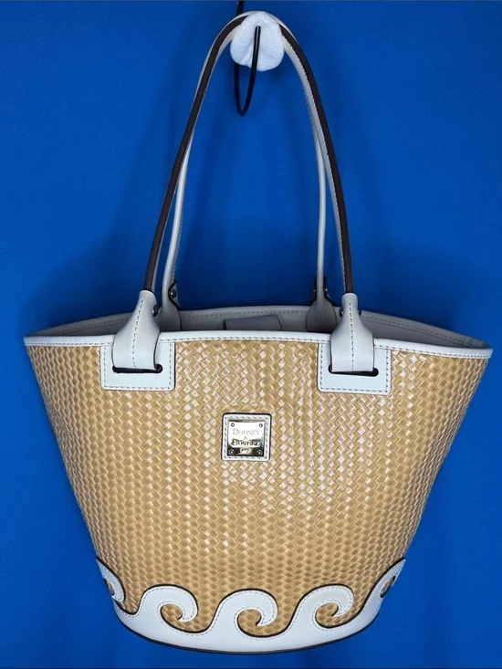 DOONEY & BOURKE BEACON WOVEN ATLANTIC TAN & WHITE LEATHER SHOULDER / TOTE BAG