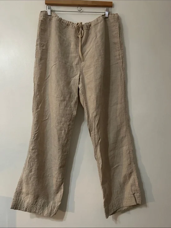Island Importer Riviera Pant Casual Wide-Leg Linen Drawstring Pants Beach Size L