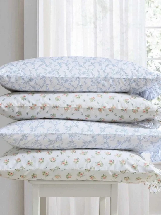 Laura Ashley Floral Ruffled Victoria Pillowcase Set  ~ Cottage Chic