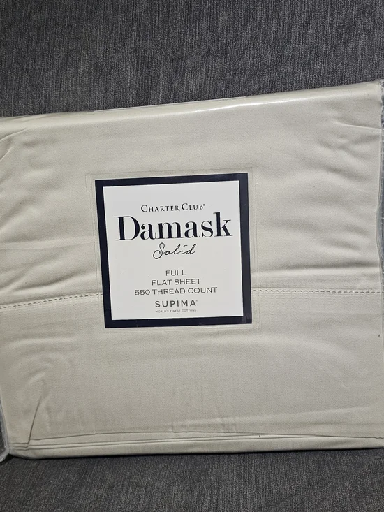 Charter Club Damask Solid Full Flat Sheet - Light Beige