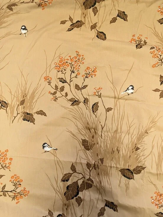 Little Chickadee By Pequot Muslin Vtg 70's Flat Sheet & Pillowcase Set Double