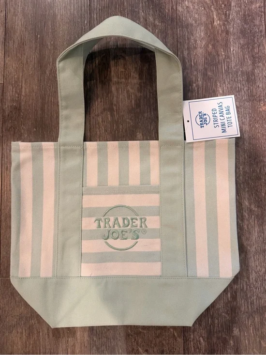 Trader Joe's Mint Stripe Canvas Tote