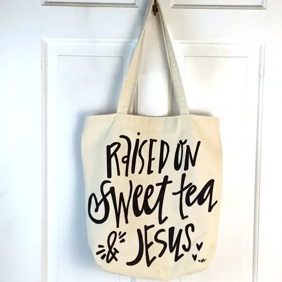 Christian Tote Bag Raised On Sweet Tea And Jesus Canvas Tote