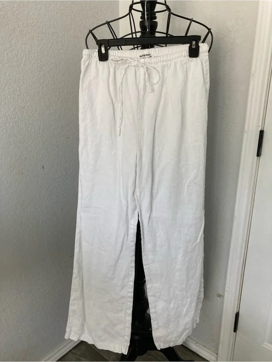 Reformation White Drawstring Wide-Leg Chinos