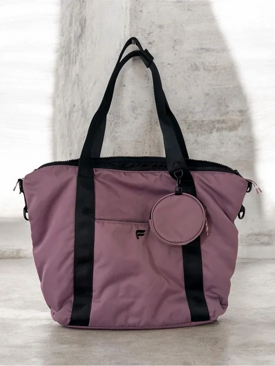 Fabletics Mauve Tote with Black Straps and Removable Pouch