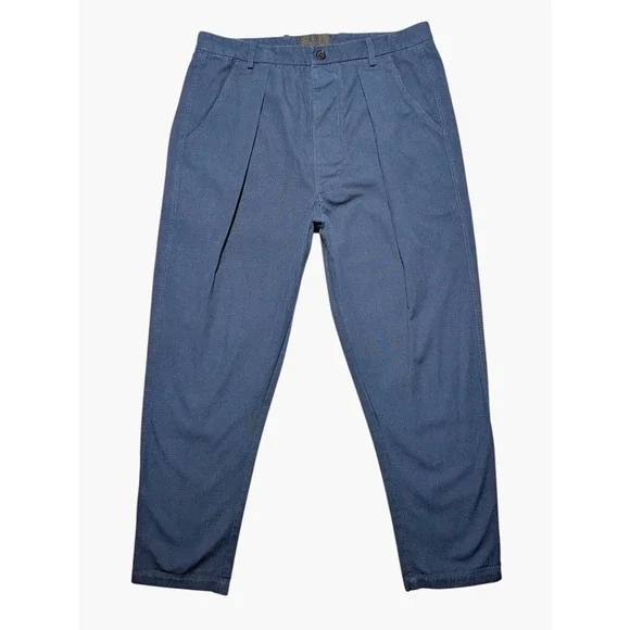 R Swiader Pleated Pants Mens 34 High‎ Rise Tapered USA Made Blue