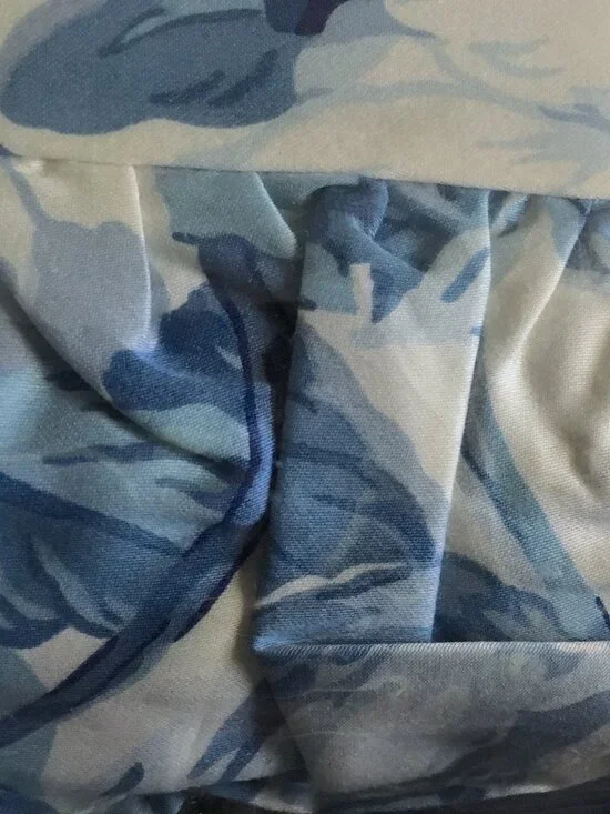 Ralph Lauren Elsa Floral blue white fitted sheet Qeen cotton sateen nwot