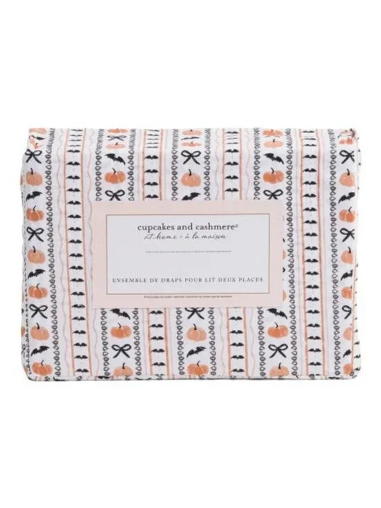 CUPCAKES & CASHMERE Pumpkin Party Striped Sheet Set