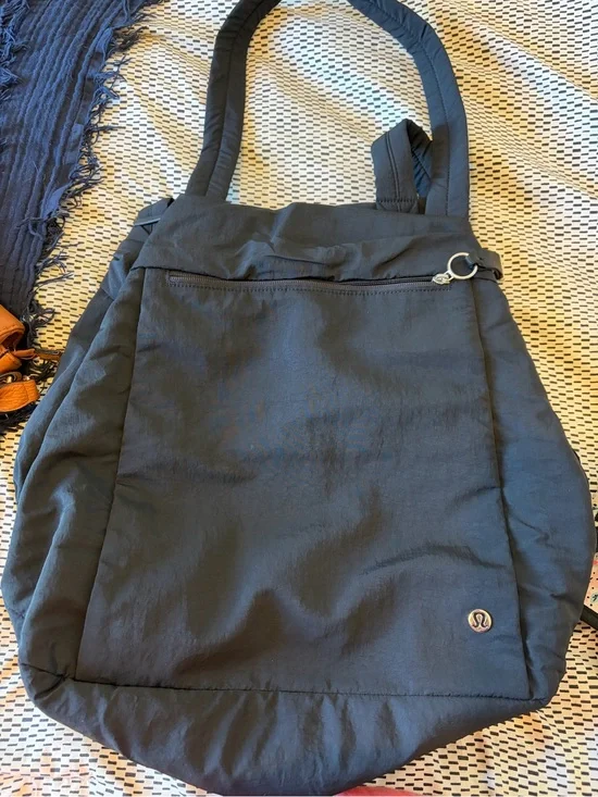 lululemon athletica Black Nylon Shoulder Tote Backpack