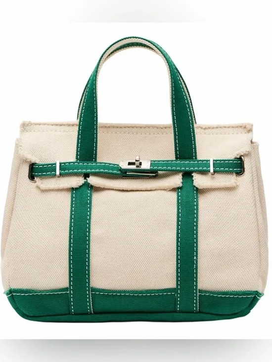 Sunwin Madaket SMALL Cotton Canvas Tote Green New Birk-Inspired Closure Summer