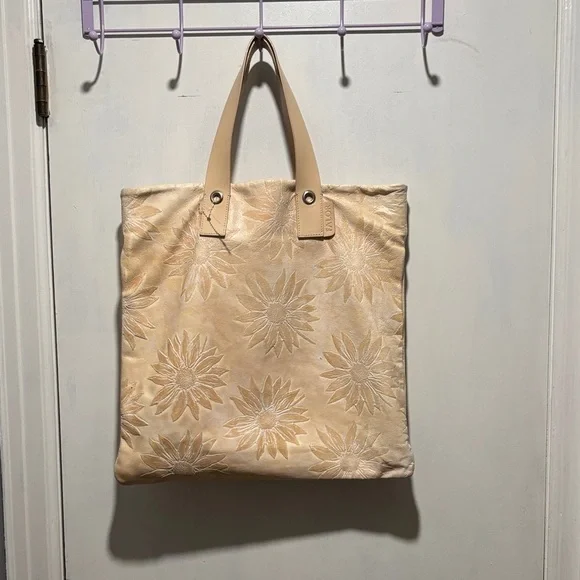 FALOR leather sunflower stamped bag