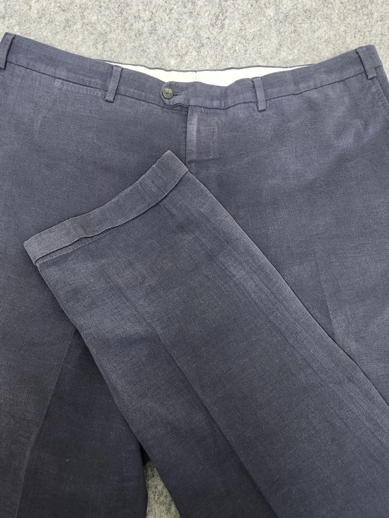 Men's Navy Linen Blend Dress Pants