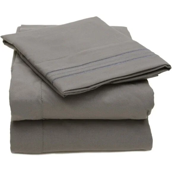 Sweet Home Collection 1800 Count 4 Piece Bed Sheet Set Full Gray Microfiber NEW