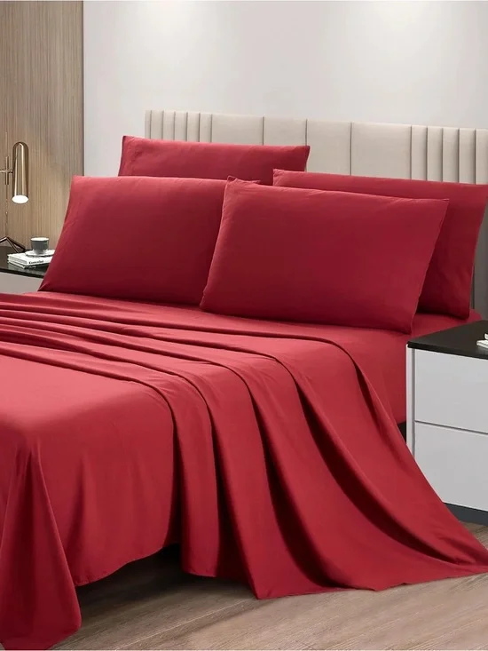 Soft Red Microfiber Bed Twin 4 piece Sheet Set