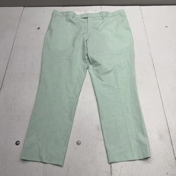 Nick Graham Dress Pants Mens 41x30 Green BLEEKER Microfiber Flat Front Formal