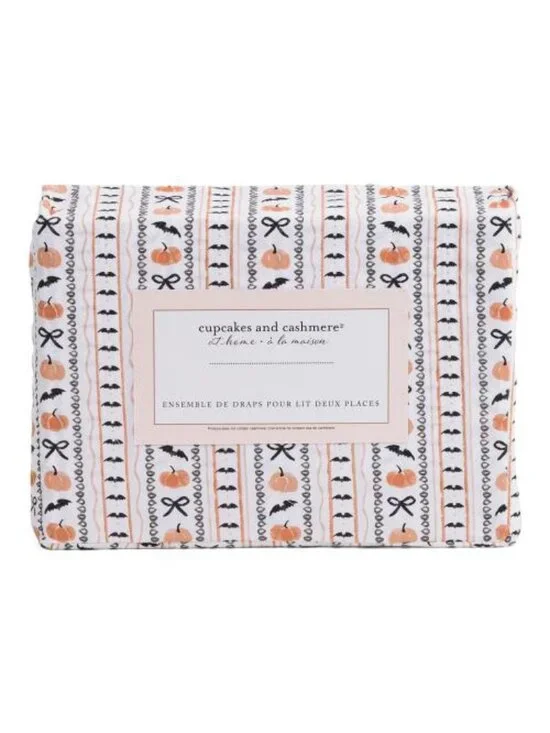 CUPCAKES & CASHMERE Pumpkin Party Striped Sheet Set