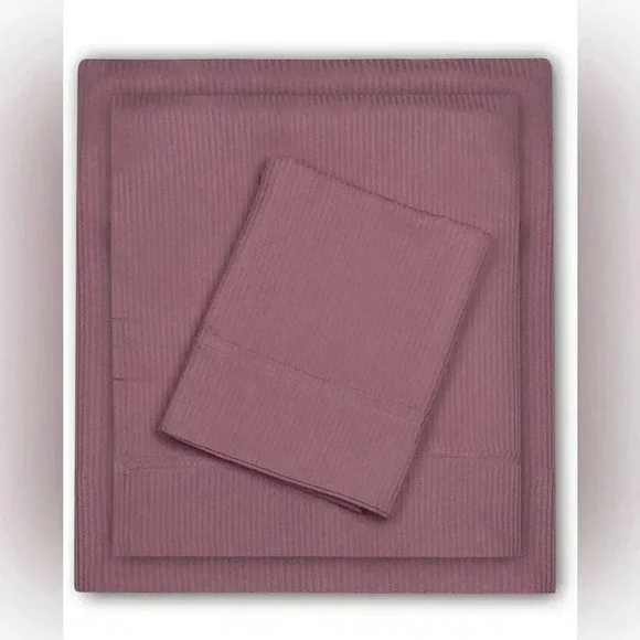Trident Twin Sheet Set 300 TC‎ Sateen Stripes Dark Pink Twin Size New