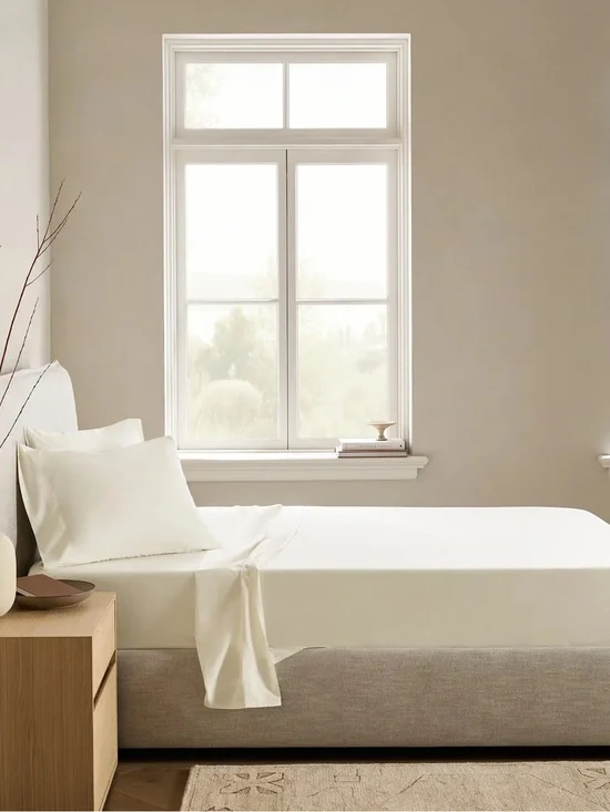 QUINCE Organic Percale Flat Sheet King Ivory 9064