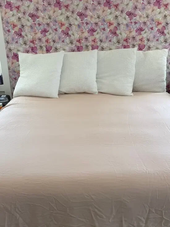 Pure Fiber Bamboo Queen Flat Sheet Blush Pink Viscose Cooling Soft Bedding Linen