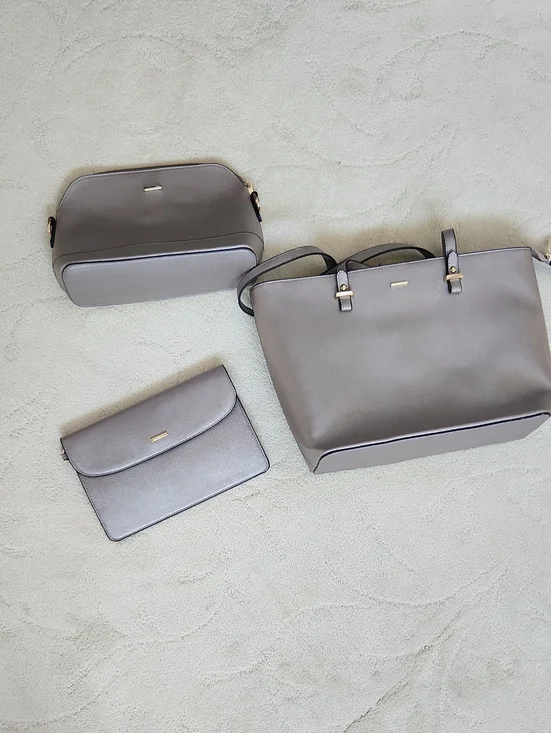 Three-Piece Women’s Tote Set - Gray