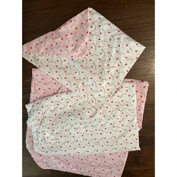 Juicy Couture White Lips Heart Script Logo Sheet & pillowcase Bedding Y2K Glam