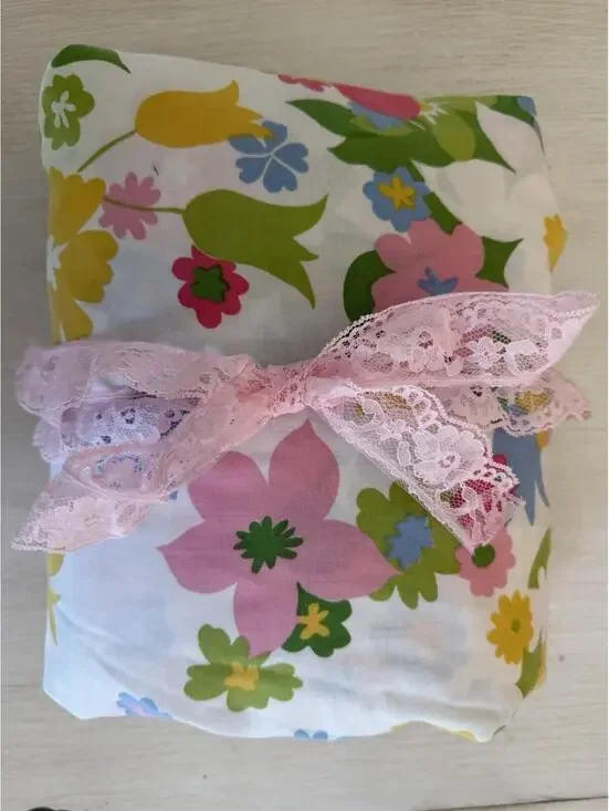 Vtg 1960s Cannon Monticello 2pc Dbl Sheet Set Mille Fleur Flower Power Clean EUC