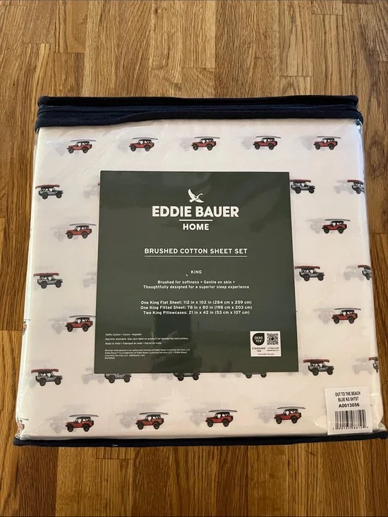 NWT Eddie Bauer King Sheet Set 100% Brushed Cotton