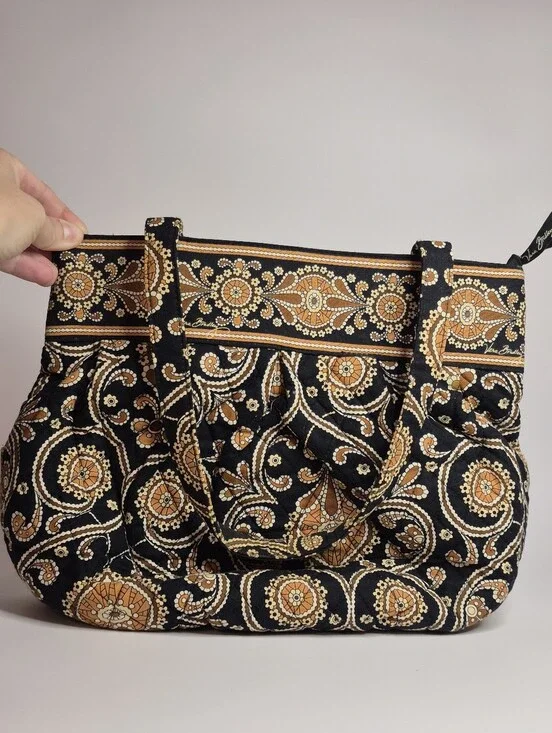Vera Bradley Morgan Handbag Caffe Latte Paisley Quilted