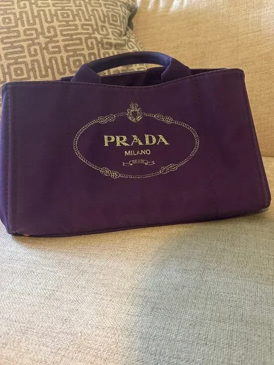 Large Prada Canapa Logo Tote in purple