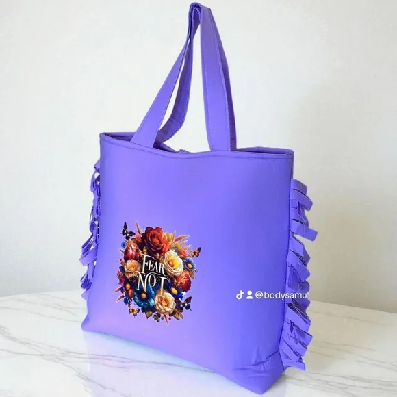 Vibrant Purple Tote with Floral Accent