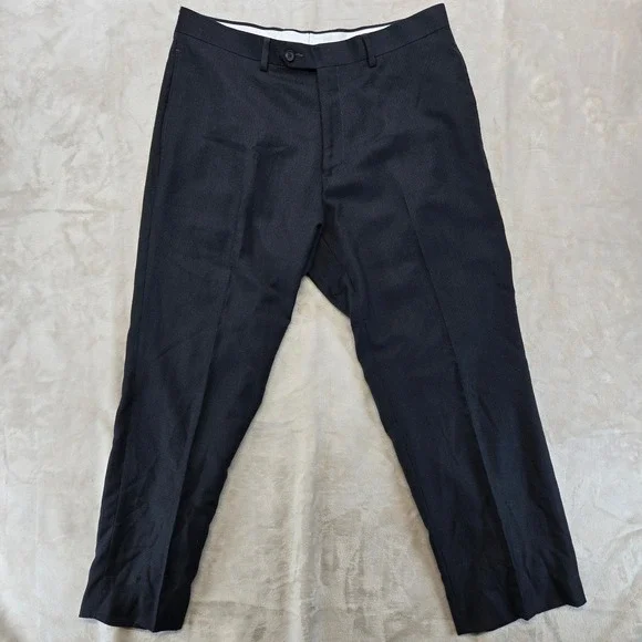 Ralph Lauren Dress Pants Mens 34x30 Black Glen Plaid Excellent Flat Front