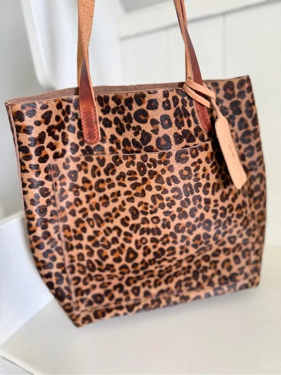 Lamb Leather Goods NEW Leopard Print Hair on Hide Tote with Horween Leather
