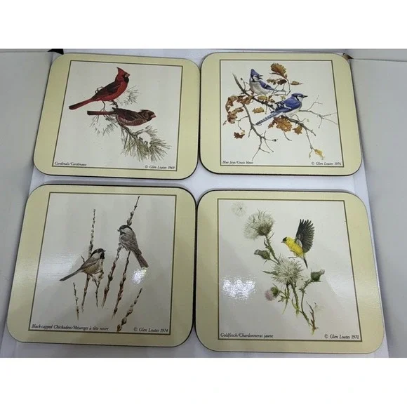 Vtg Jason of New Zealand Set of 6 Quality Cork Coasters BIRDS‎ Original Box