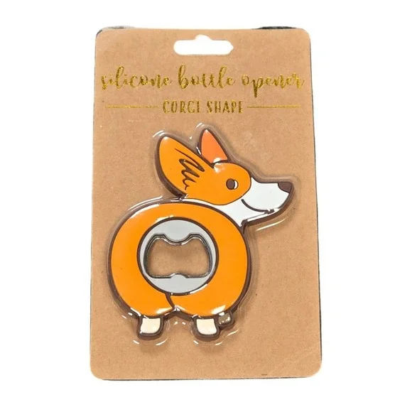 TMD Retail Novelty Bar Tool Corgi Silicone‎ Bottle Opener Orange White Dog NEW