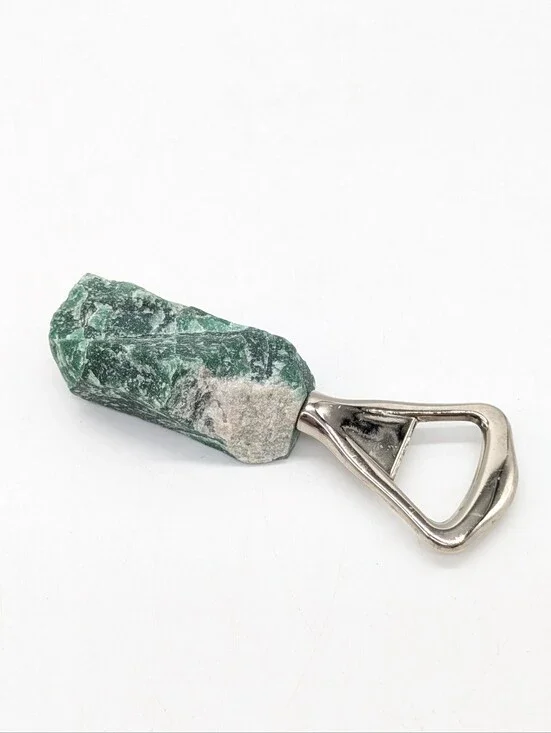 Raw Jadeite Silver Metal Bottle Opener