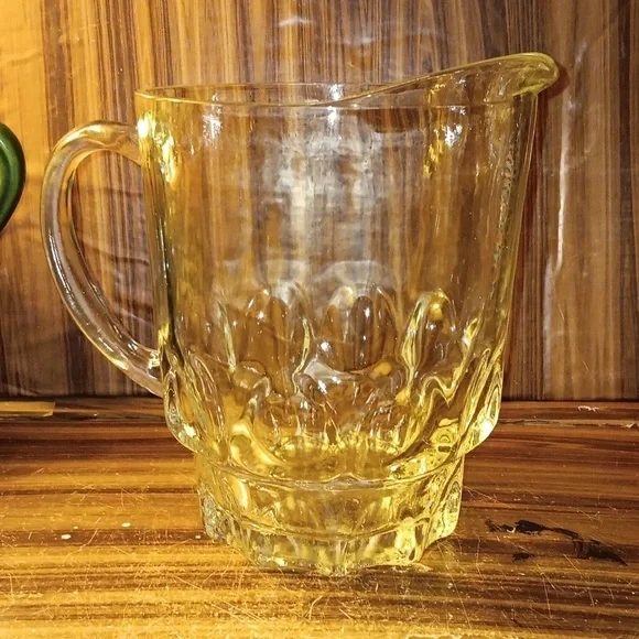 Vintage mcm farmhouse clear glass beer pitcher Hazel Atlas