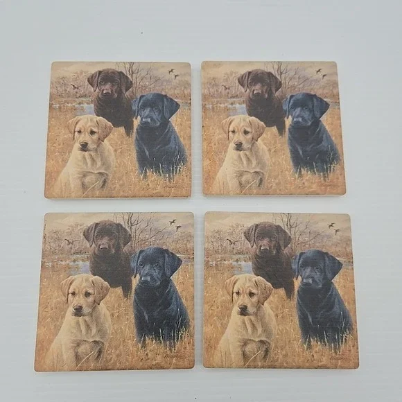 Labrador Retriever Absorbent Stone‎ Coasters Set of 4 Box Made in USA Dogs