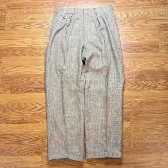 Vtg Polo Ralph Lauren USA Pleated Houndstooth Dress Pants Mens 33x31 Wool Cuffed