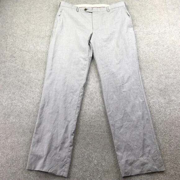 Hardwick Pants Mens 34x32 Gray Dress Flat Front Straight Summer USA Pockets