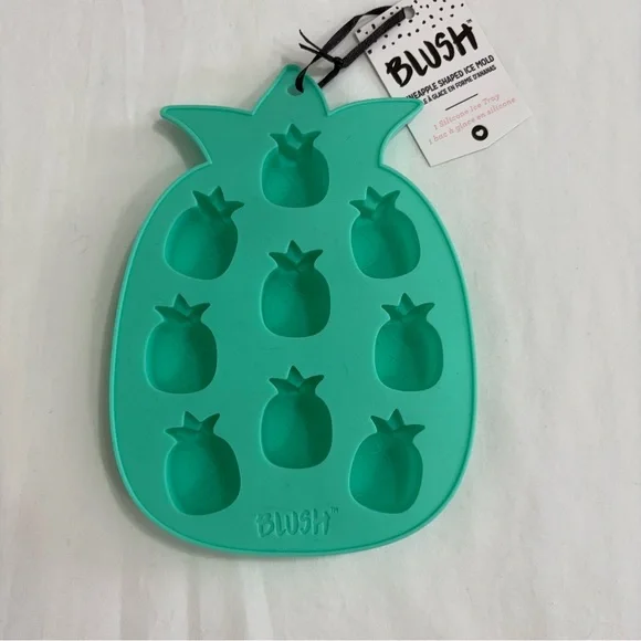 Blush Silicone Pineapple Shape Ice Cube‎ Mold Tray Green NWT