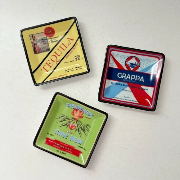 Boston Warehouse Vintage Beverage Coaster / Small‎ Snack Plate Set of 3
