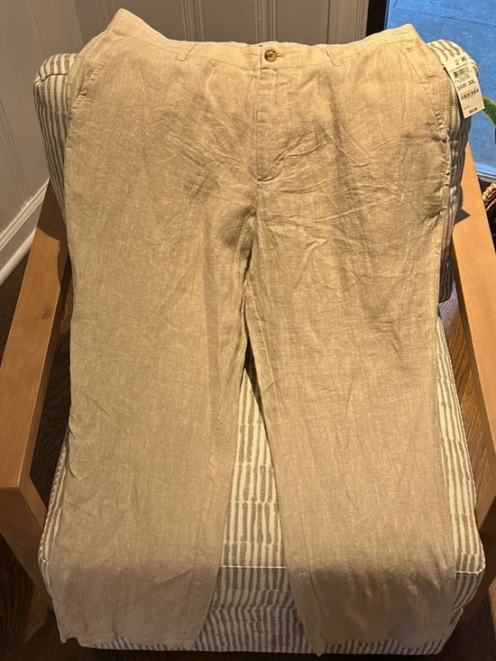 Club Room Men's Beige Linen-Blend Dress Pants
