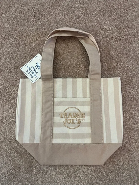 Trader Joe's Beige Stripe Canvas Tote
