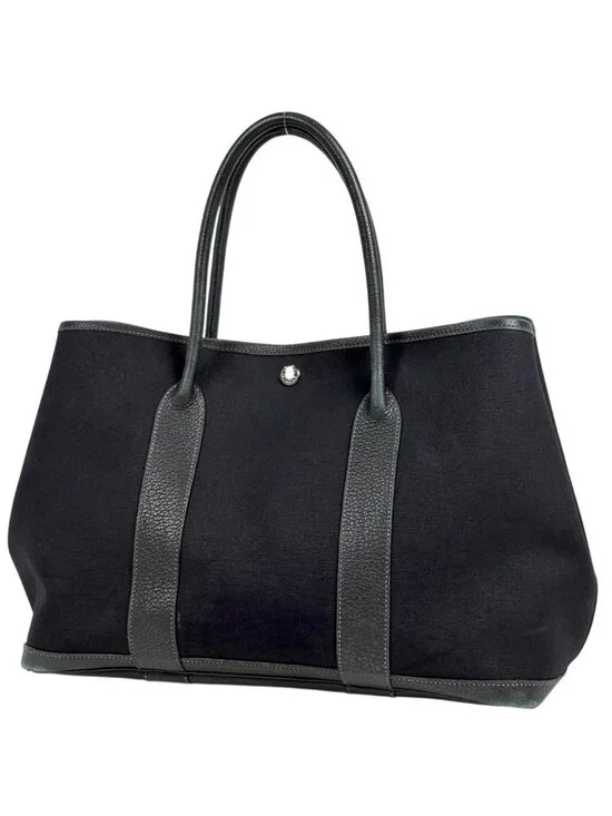 Hermes Garden Party PM Tote Toile Officier Noir
