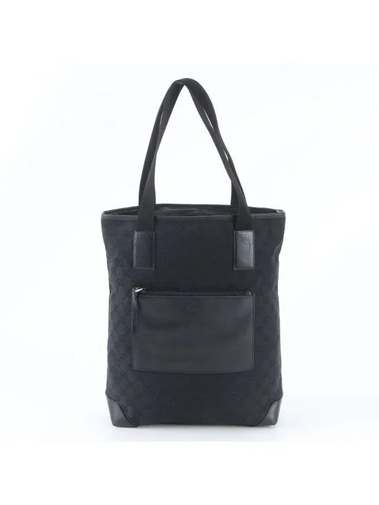 Gucci GG Canvas Leather Tote Shoulder Business Black