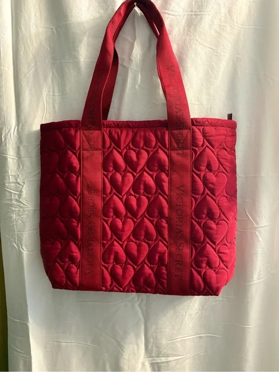 Victoria's Secret Quilted Heart Red Tote