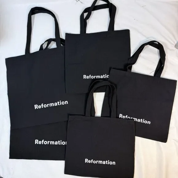 Lot of 5 Reformation Black Canvas Tote Bags