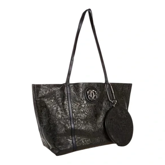 New! Sharif Leather Light Weight Embossed Tote Bag Set With Duster For Storage