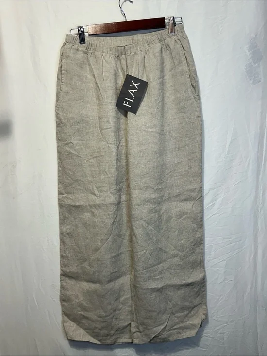 Flax Men's Casual Linen-Blend Chinos in Light Beige