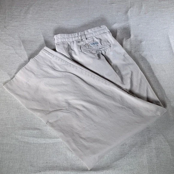 Polo Ralph Lauren Andrew Pant Mens 38x27 Pleated Chino Khaki Tan Cotton Trousers